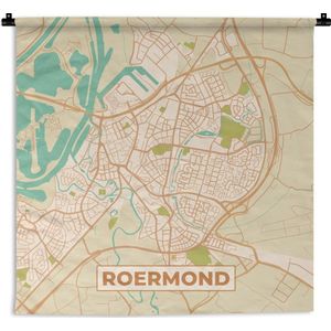 Wandkleed - Wanddoek - Kaart - Roermond - Vintage - 60x60 cm - Wandtapijt