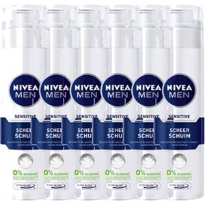 NIVEA MEN Sensitive Scheerschuim - Bevat Kamille en Hydraterende Vitamine E - Voor de gevoelige huid - Voordeelverpakking 6 x 250 ml