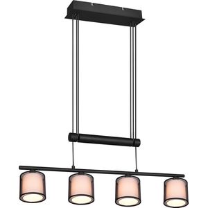 LED Hanglamp - Hangverlichting - Torna Bidon - E27 Fitting - 4-lichts - Rechthoek - Mat Zwart - Aluminium