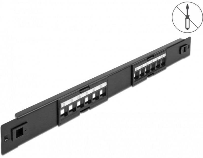 Delock 19″ Keystone Patch Panel 12 Port tool free