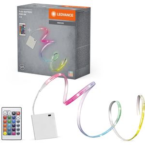 LEDVANCE FLEX LED-lichtstrip met werking op batterij, 5 W, RGB-kleurcontrole, 5 m lengte, dimbaar, flexibel en buigbaar, geschikt voor binnentoepassingen, LED niet vervangbaar