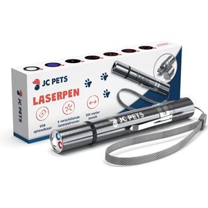 Laserpen - USB Oplaadbaar - Kattenspeeltjes - 7 Verschillende Standen - JC Pets Laserlampje - RVS Zilver - Laser Pointer
