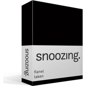 Snoozing - Flanel - Laken - Tweepersoons - 200x260 cm - Zwart
