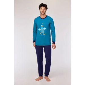 Woody pyjama jongens/heren - groenblauw - duif - 252-10-PLE-Z/795 - maat S