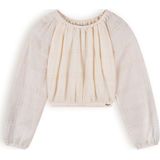 Meisjes blouse chiffon embroidery - Timre - Pearled ivoor wit