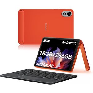 Blackview ZENO 1 Tablet - 8 inch Android 15 Tablet - Ultra Leicht Kompakt Gaming - 18 GB RAM+256 GB ROM(2TB TF) - Met Toetsenbord - T615 8-Kern KI-Chip - 4G LTE+WiFi 5G - 6000mAh - Face ID - Widevine L1 - BT5.2 - Oranje