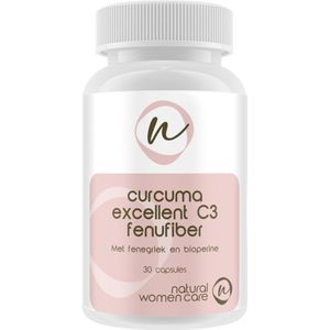 Natural Women Care - Curcuma Excellent C3 Fenufiber - Gepatenteerd Curcuma C3 Complex - Met Fenegriek en Bioperine - Trademark ingrediënten van Sabinsa
