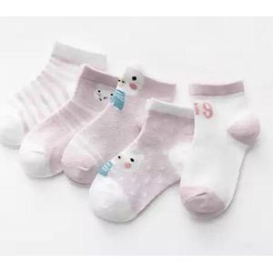 5 paar New born Baby sokken - set babysokjes - 0-6 maanden - Roze Babysokken - Varken - Pig - Multipack - Dierensokken - Kraamcadeau voor Jongen of Meisje - Babyshower Cadeau - Kraammand