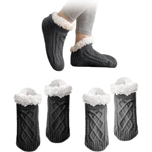 2 paar winter dikke warme heren sokken - antislip vloersokken - donkergrijs zwart - maat 39-44 - sneakersokken .