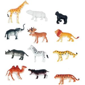 12x kunststof speelgoed safari dieren 6 cm - Speelgoed diertjes - Speelfiguren dieren uit het wild