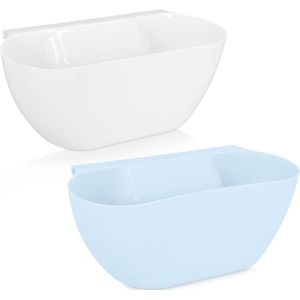 Navaris opvangbak voor keukenafval - Hangende vuilnisbak voor keukenastjes of -lades - Afvalbak voor het aanrecht - Set van 2 - Wit en blauw