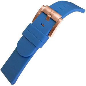 Marc Coblen / TW Steel Horlogeband Blauw Silicone Rose Gesp - 22mm