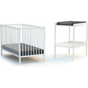 WEBABY Babykamerbed en luiertafel in hout Wit