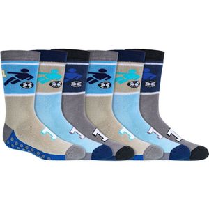Kindersokken | Antislip zool | Badstof gevoerd | Thema: Voetbal N.1 | Maat: Diverse maten | 6 paar