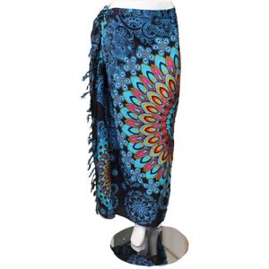 Om Namaste - Sarong - Blauw op Wit - Katoen