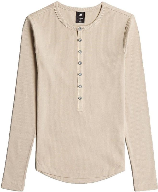 Henley - Slim T-shirt - Beige - Dames