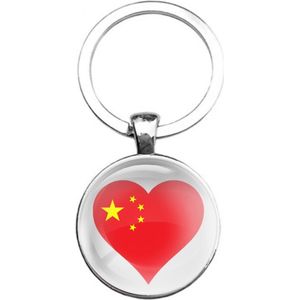 Sleutelhanger Glas - Hart Vlag China