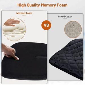 Autozitkussen, van traagschuim, voor voorstoelen in de auto, op kantoor, thuis, zacht, antislip, zwart