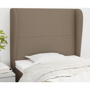 The Living Store Hoofdeind 93x23x118/128 cm - Taupe stof - Houten poten - Verstelbare hoogte