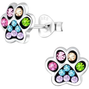 Kinderoorbellen 'Glitter Pootje' - Zilver