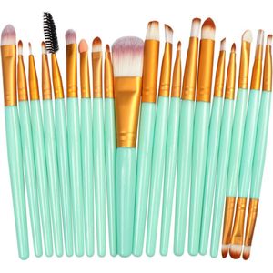 Jumada's - 20-delige Make-Up Kwasten Set - Groen - Oogschaduw - Foundation - Poeder - Eyeliner - Wimper - Lip - Make Up Borstel - Cosmetische Beauty Tool Kit - Hot