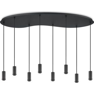 Home Sweet Home - Metaal kroonluchter - Industrie hanglamp - Zwart - Met 8 pcs lampvoeten - Ontworpen voor Eetkamer en Slaapkamer - 120 x 41.3 x 117.5cm - set met E27 Lamphouder - voor Lampenkap met Doorsnede max 15cm - Gloeilamp Niet Inbegrepen