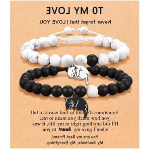2 Pcs Cat Bracelets Friendship Bracelets Couple Gift Friendship Bracelets Birthday Gift for Valentine's Day Christmas Multicolor L Multicolour L