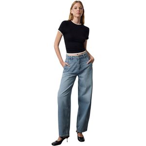 Trendyol Donkerblauwe, Vervaagde Vintage Lage Taille Losse Baggy Jeans Twoss24Je00052