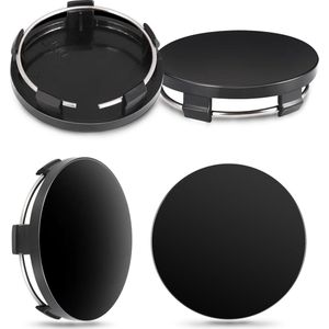 4 stuks 60 mm universele wieldoppen - naafdoppen met gepolijst oppervlak in zwart