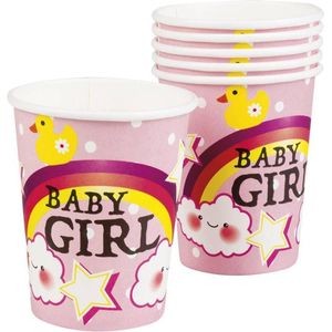 bekers Baby girl meisjes 250 ml papier roze 6 stuks