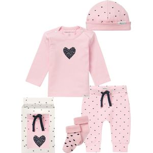 Noppies - Cadeauset - 5delig - Roze - Geschenkverpakking - Broek - Shirt - Mutsje aan 2 kanten draagbaar - 2 paar sokjes - Maat 50