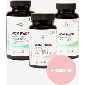 MOM PWDR Zwangerschap Vitamine en Mineralen – Zwangerschapswens - Preconceptie - Stimuleert verhoogde fertiliteit - Mama multivitamine – Foliumzuur – Vegan - Omega 3 - Calcium - Magnesium - Voedingssupplementen - 180 capsules