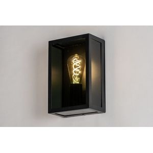 Lumidora Wandlamp 31032 - Voor buiten - MELBOURNE - E27 - 4.0 Watt - 400 Lumen - 2700 Kelvin - Zwart - Metaal - Buitenlamp - IP44 - Met Sensor