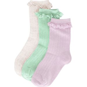iN ControL 3pack RIB socks RUFFLE pastel 31/34