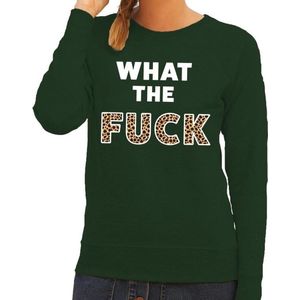 What the Fuck tijger tekst sweater groen dames - dames trui What the Fuck tijgerprint XL