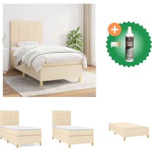 vidaXL Boxspring met matras stof crèmekleurig 100x200 cm - Bed - Inclusief Reiniger