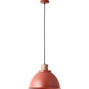Brilliant Erena hanglamp 38cm rood metaal/hout 1x A60, E27, 60 W, geschikt voor normale lamp (niet inbegrepen)