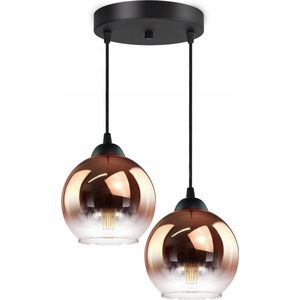 Hanglamp Industrieel voor Woonkamer, Eetkamer -  Koper Glas - 2-lichts - Koper Transparant - 2 bollen