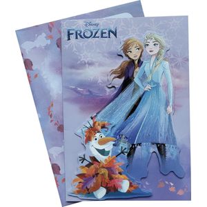 Disney Frozen - 3D Wenskaart met envelop - Anna - Elsa - Olaf - Paars - verjaardag - kado - cadeau