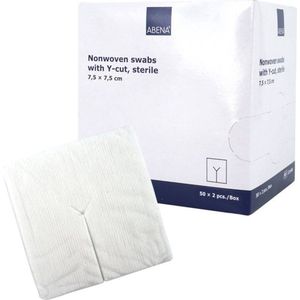 Abena Splitkompressen - 100 Stuks - Absorberend Verband - 4 Laags Kompressen - Katheter en Drain Kompressen - 7,5 cm x 7,5 cm - Per 2 stuks Verpakt