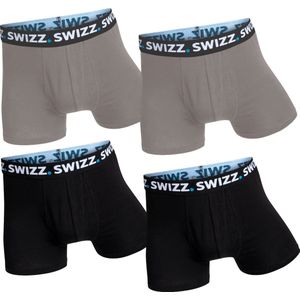 Swizz Basic Boxer Heren Onderbroek - 4-pack - Grijs en donkerblauw - Maat XXL