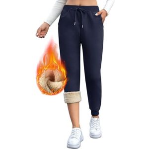 Fleece Gevoerde Dames Joggingbroek - Warme Thermische Trainingsbroek met Trekkoord en Zakken