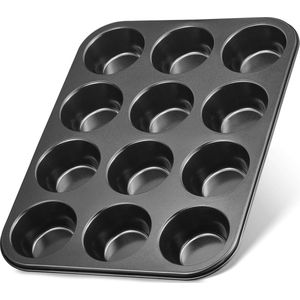 Bastix - Muffinvorm, 12 stuks, antiaanbaklaag, Ø 7 cm breed, muffins bakvorm, cupcake-pan, muffinplaat, 12 stuks, muffinvorm, grote muffins