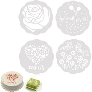 4 stuks taartsjablonen met elegante bloempatronen (59 inch)
