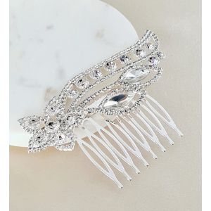 Sierlijke Haarkam Bloem Crystal |Youhomy accessoires haarsieraden- Hair jewelry 11,5x 6 CM| Zilverkleurig - Diamantjes - Haarsieraad Bruid - Gala- Haaraccessoire| Haarspeld| Haarschuifje
