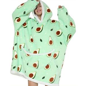 Livano Hoodie Deken Met Mouwen - Plaid - Knuffeldeken - Onesie - Fleece Blanket - Dames - Heren - Kinderen - Extra Zacht & Warm - Avocado