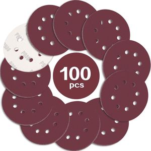 100 stuks schuurschijven 125 mm 800 korrel schuurpapier schuurschijven 8 gaten Ideaal voor schuren/polijsten voor excentrische schuurmachines