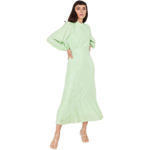 Trendyol Donkerpaarse Jacquard Bloemen Geweven Jurk Tctss24Eb00064