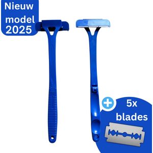 Back Shaver Blauw - Rug Scheermes - Rughaar verwijderaar - Rug scheren - Inklapbaar - Incl. Mesjes - voor Rug Scheren - Benen Scheren - Rughaar Verwijderen - Back & Body Shaver