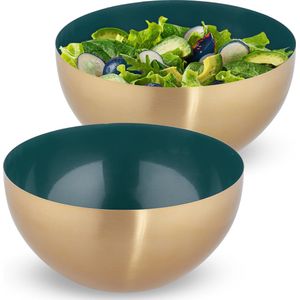 Relaxdays 2x saladeschaal - 3,5 liter - slakom rvs - mengkom - Ø 25 cm - bakken - serveren